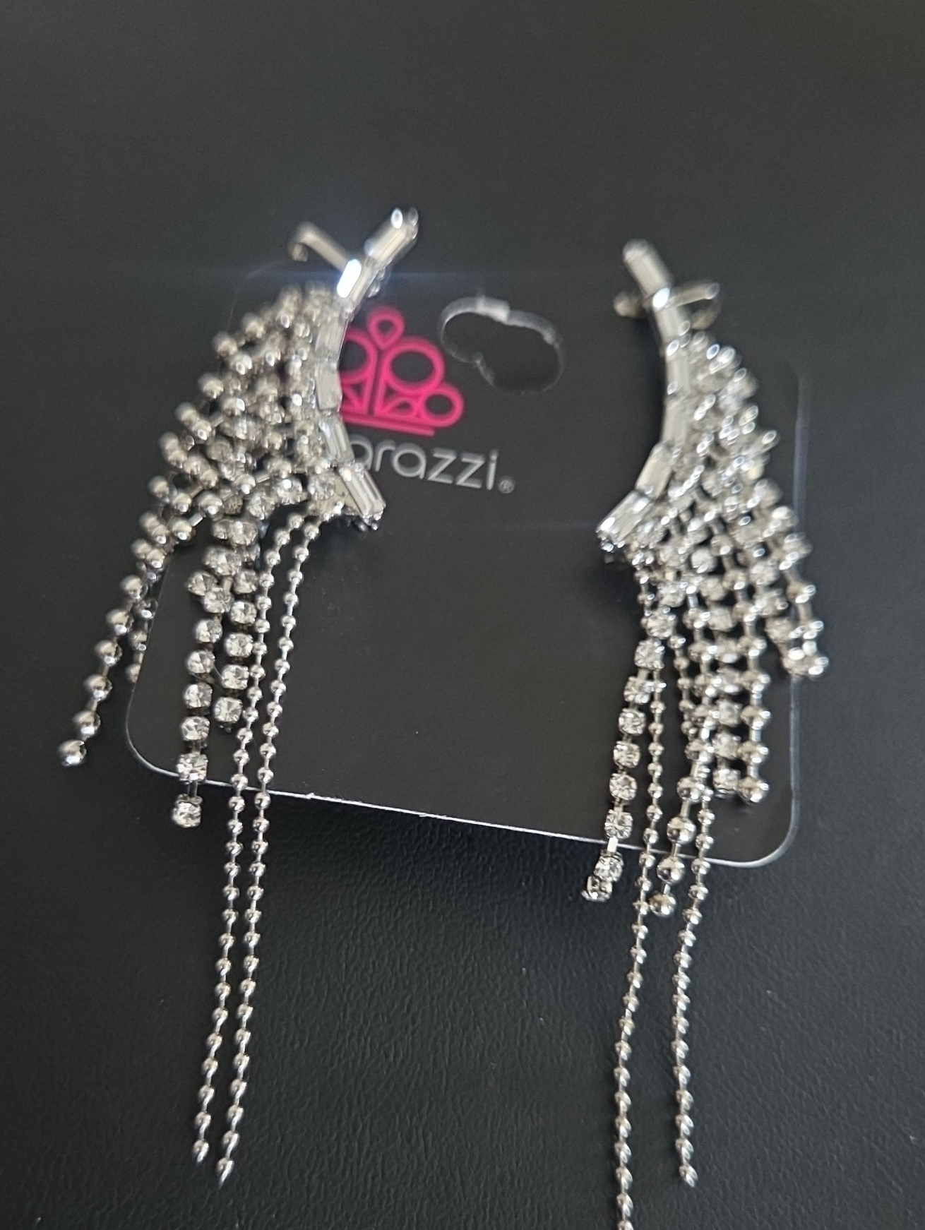Paparazzi White Rhinestone Post /Clip On Earrings
